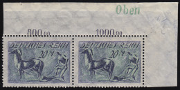 196 Freimarke 20 M. Eckrandpaar Oben Rechts Mit Grünem Druckvermerk "Oben", **  - Unused Stamps