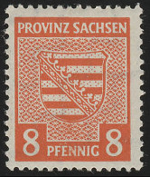 SBZ 77X Provinzwappen 8 Pf, Wz.1X, Gelblichrot, Gezähnt, ** - Mint