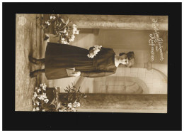 Konfirmation Mädchen Kleid Schleife Blumen Glückwunsch Herzogenbuchsee 24.3.1921 - Sonstige & Ohne Zuordnung