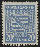 SBZ 81X Provinzwappen 20 Pf, Wz.1X, Hellblau, Gezähnt, ** - Postfris