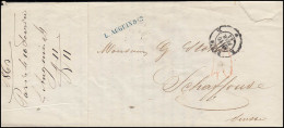 Frankreich Brief Roter Barfreimachungs-Stempel 40, PARIS Um 1863 In Die Schweiz - Autres & Non Classés