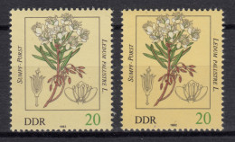 2693 Giftpflanzen Sumpf-Porst 20 Pf. Farbvarianten-Paar Hintergrund ** - Variétés Et Curiosités