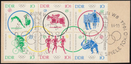 1039-1044 Olympiade Tokio: Zusammendruck Sechserblock Auf Briefstück ESSt BERLIN - Used Stamps