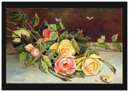 AK Blumen Rosen Stilleben L:G.Reckling, Crefeld/Hamm Bahnpost 3.9.1912  - Sonstige & Ohne Zuordnung