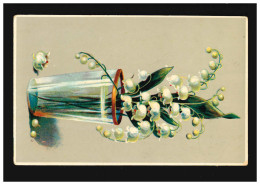 AK Blumen Maiglöckchen In Glasvase Mit Goldrand, Kaufungen 4.3.1908 - Sonstige & Ohne Zuordnung