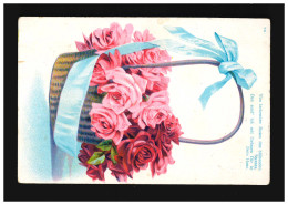 AK Blumen Korb Blau Band Rote Rosen Von Lachenden Rosen, Inneringen 23.9.1908 - Andere & Zonder Classificatie