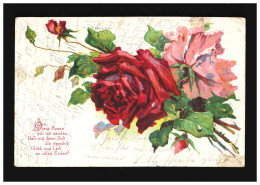 AK Blumen Rote Rosenzweig, Diese Rose Will Ich Senden, Thedinghausen 26.4.1908 - Autres & Non Classés