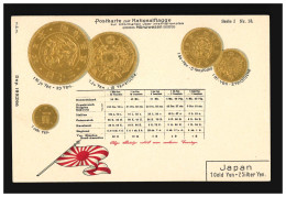 Prägekarte Japan Gold-Yen Jchi Yen Ni Ju Währung Münzen Flagge, Ungebraucht - Autres & Non Classés