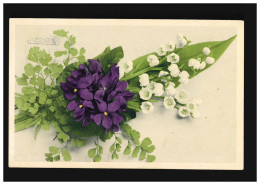 AK Blumen Strauß Veilchen Maiglöckchen Blüten, Düsseldorf 25.7.1908 - Altri & Non Classificati