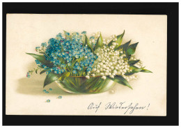 AK Blumen Schale Vergissmeinicht Maiglöckchen Blüten, Klotzsche 1.8.1917 - Other & Unclassified