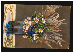 AK Blumen Strauß Kornblumen Margeriten Ähren Hopfen Vase, Vilsbiburg 30.6.1913 - Sonstige & Ohne Zuordnung
