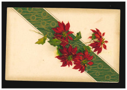 AK Blumen Weihnachtsstern Zweig Dekor Grünes Band, Augsburg 1.10.1918 - Autres & Non Classés