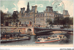 AJSP7-75-0666 - PARIS - L'hôtel De Ville Et Le Pont D'arcole - Cafés, Hoteles, Restaurantes