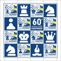 Liberia 2023, Chess, Kasparov, Ukrainian Flag, 8val In BF - Echecs