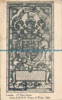 R050451 London. 17 Fleet Street. Arms Of H. R. H. Prince Of Wales. Tuck. 1910 - Andere & Zonder Classificatie