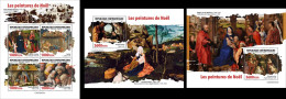 Centrafrica 2023, Art, Christmas In Painting, Costa, Giotto, Rubens, Mantegna, Botticelli, 4val In BF +2BF - Centraal-Afrikaanse Republiek