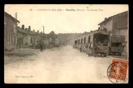 55 - SOUILLY - VEHICULES MILITAIRES DANS LA GRANDE RUE - EDITEUR ILLISIBLE - Autres & Non Classés