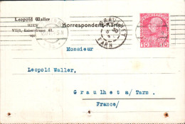 AUTRICHE EMPIRE ENTIER CARTE POUR LA FRANCE 1912 - Cartas & Documentos