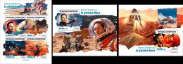 Centrafrica 2023, Space, Mars Explorers, 4val In BF +2BF - Centraal-Afrikaanse Republiek