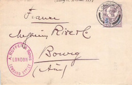 Fragment Enveloppe Ruffer & Sons, Lombard Street, London  1898 Pour La France - Andere & Zonder Classificatie