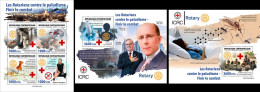 Centrafrica 2023, Rotary Against Malaria, Red Cross, 4val In BF +2BF - Medicine