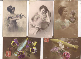 Lot De 56 CPA Variés Femme, Fleurs, Enfants, Hommes, 1er Avril Et Autres à Voir... Toutes Scannées - 5 - 99 Cartes