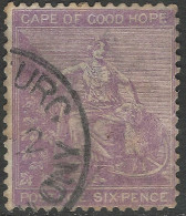 Cape Of Good Hope (CoGH). 1882-83 Hope. 6d Used. Crown CA W/M SG 44. M5021 - Kaap De Goede Hoop (1853-1904)