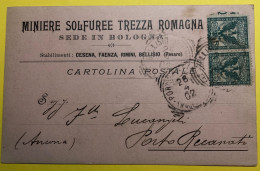 1902 BELISIO SOLFARE PESARO  BOLLO TONDO RIQ. SU CARTOLINA COMMX P.RECANATI - Poststempel