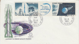 France Lancement Premier Satellite Français 2v FDC 1965 (OO176) - Europa