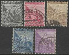 Cape Of Good Hope (CoGH). 1884-90 Hope. 5 Used Values To 6d. Cabled Anchor W/M SG 48. M5023 - Kaap De Goede Hoop (1853-1904)