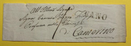 1852 FANO X CAMERINO TASSA 1 BAY SU FASCETTA - ...-1850 Préphilatélie