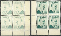 Turkey; 1957 Regular Postage Stamp 15 K. "Abklatsch Print" - Unused Stamps