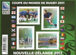 France 2011 Rugby World Cup New Zealand Set Of 4 Stamps In Block MNH - Rugby