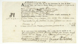 Marseille Connaissement Maritime 1784 Pour Guernsey De Havilland! George Rutherford - Historical Documents