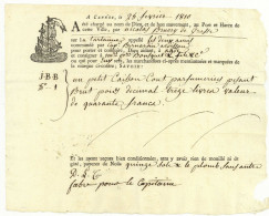 Cannes Connaissement Maritime 1810 Pour Agde - Documents Historiques