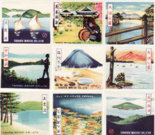 Japan Matchbox Labels, Country, Nature, Mountains, 9 X TOHOKU MATCH CO. LTD - Luciferdozen - Etiketten