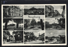 AK Siegburg, Krankenhaus, Rasthaus Zur Alten Poststrasse, Kaiserstrasse, Marktpartien  - Siegburg