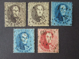 BELGIQUE 1863 Lot De 5 Timbres 10c 20c 40c Perf 14 1/2 Leopold I Dont Obl 60/334/374 Belgie Belgium Timbre Stamps - 1863-1864 Médaillons (13/16)