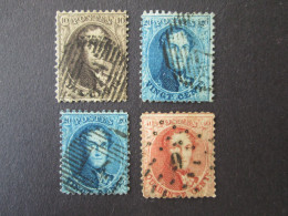 BELGIQUE 1863 Lot De 4 Timbres 10c 20c 40c Perf 12 1/2 Leopold I Dont Oblitération 4/9 Belgie Belgium Timbre Stamps - 1863-1864 Medaglioni (13/16)