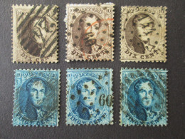 BELGIQUE 1863 Lot De 6 Timbres 10c 20c Perf 12 1/2 X 13 1/2 Leopold I Dont Obl 24/60/144 Belgie Belgium Timbre Stamps - 1863-1864 Medaillen (13/16)