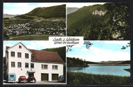 AK Glems /Kr. Reutlingen, Gasthaus Zum Waldhorn Fam. Harter, Gesamtansicht, Seepartie  - Reutlingen