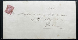 N°54 10c CERES SUR LETTRE / VILLEMUR POUR TOULOUSE / MAI 1876 / LAC FAIRE PART DE DECES GAY NEE GUILHEMOT BARRES - 1849-1876: Klassik