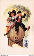 ILLUSTRATEUR FK - Couple D'enfants Alsaciens Sur Un Tonneau De Vin N°307 Edition ALWY Cpsm ± 1950 ( ͡♥ ͜ʖ ͡♥) ♥ - Otros & Sin Clasificación