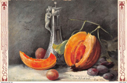 Illustrateur Mary Golay - Nature Morte, Fruits, Melon, Prunes CPA 1905 ( ͡◕ ͜ʖ ͡◕) ♦ - Altri & Non Classificati