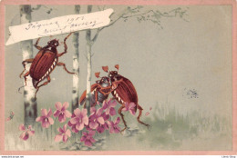 Joyeuses Pâques Avec Hannetons Et Fleurs Cpa 1903 ( ͡◕ ͜ʖ ͡◕) ♦ - Ostern