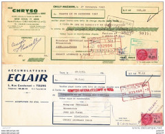 6 Lettres De Change Chryso & Accumulateurs Eclair & Citroen & Renault & Simca & Michelin - Bills Of Exchange