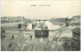 42 ROANNE. Le Bassin Du Canal Avec Wagons Et Péniches 1908 - Roanne