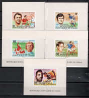 Congo 1978 Footballl Soccer World Cup Set Of 5 S/s With Winners Overprint In Silver Imperf. MNH -scarce- - 1978 – Argentina