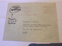 Paris 126 - 12.1958 - Conseil De La République Surchargé Sénat - Passage IVéme à Véme République - Affrancature Meccaniche Rosse (EMA)