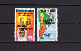 Djibouti 1978 Footballl Soccer World Cup Set Of 2 With Winners Overprint MNH - 1978 – Argentina